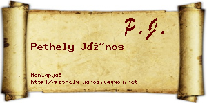 Pethely János névjegykártya